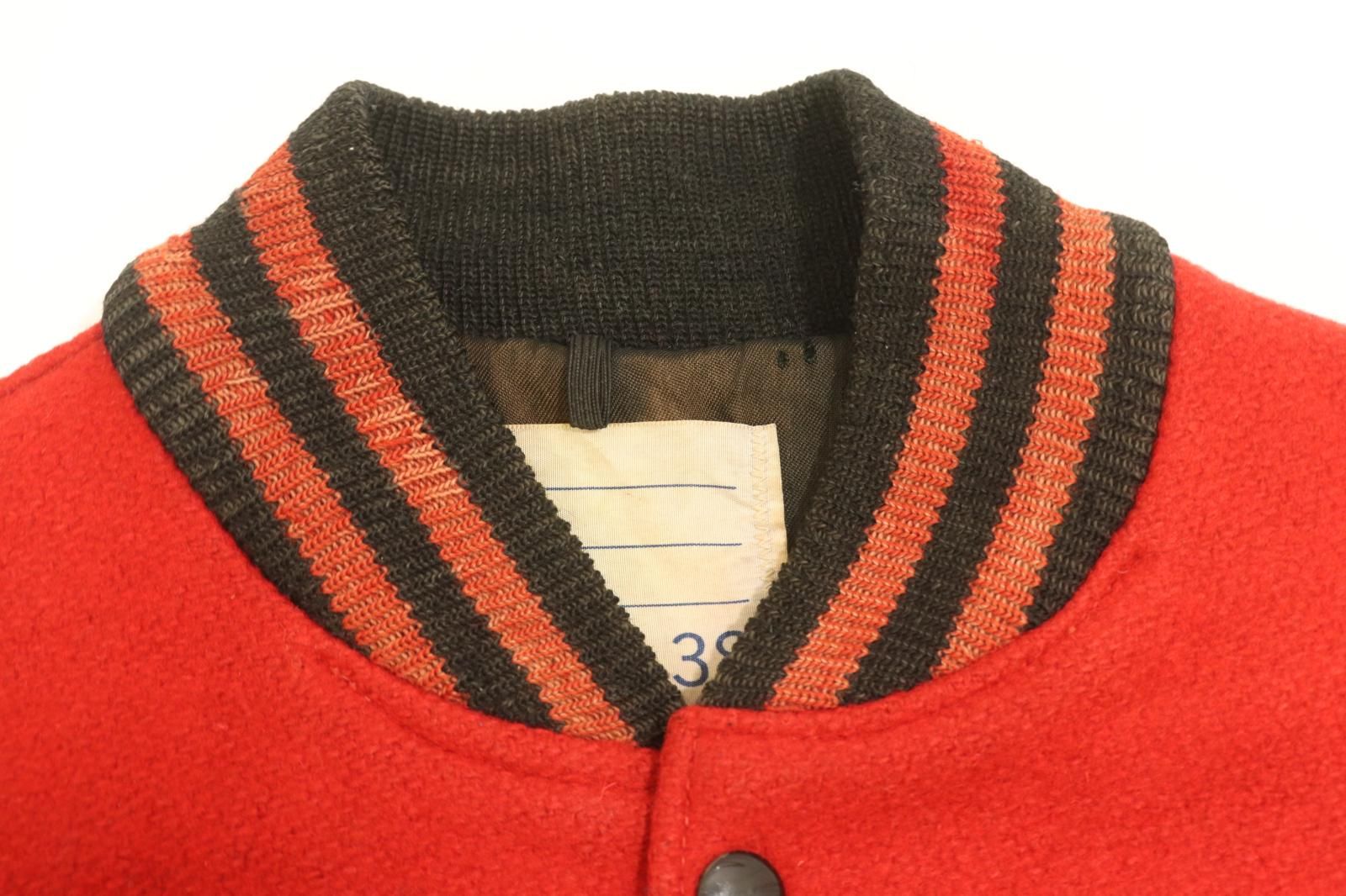 DeLONG usa製 アメリカ製 スタジャン 38サイズ 赤/クリーム DeLONG