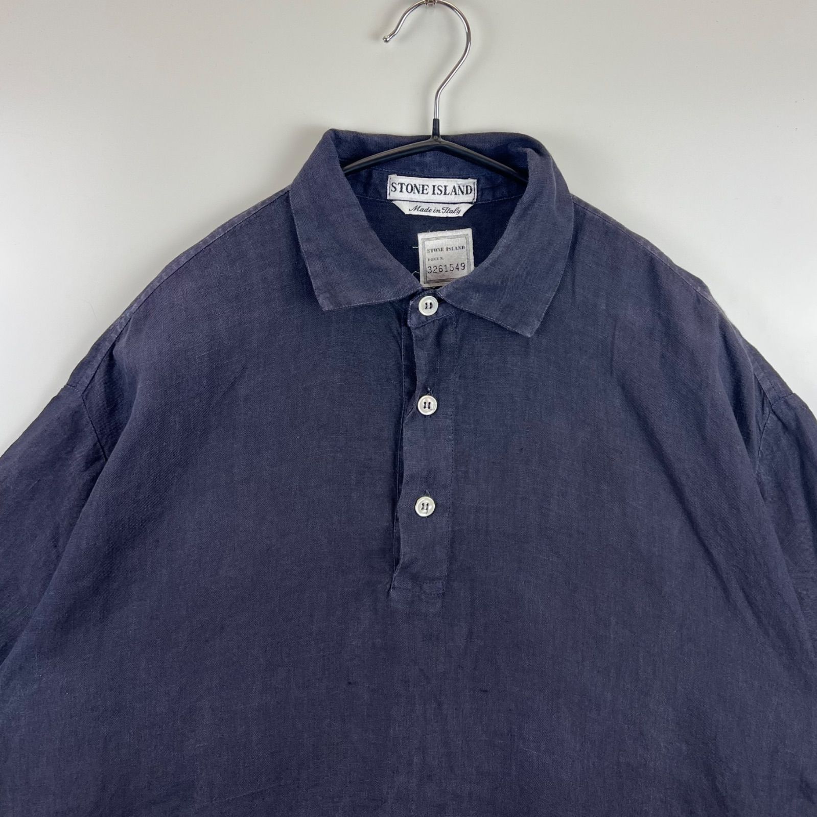 STONE ISLAND MARINA Massimo 90s archive center logo LINEN S/S pull 