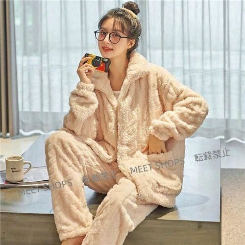  ペア パジャマ 冬 もこもこ カップル ルームウェア セット 長袖 ペアパジャマ モコモコ 前開き 秋冬 結婚祝い プレゼント ペアパジ ddhc 81 パジャマ ルームウェア パジャマ