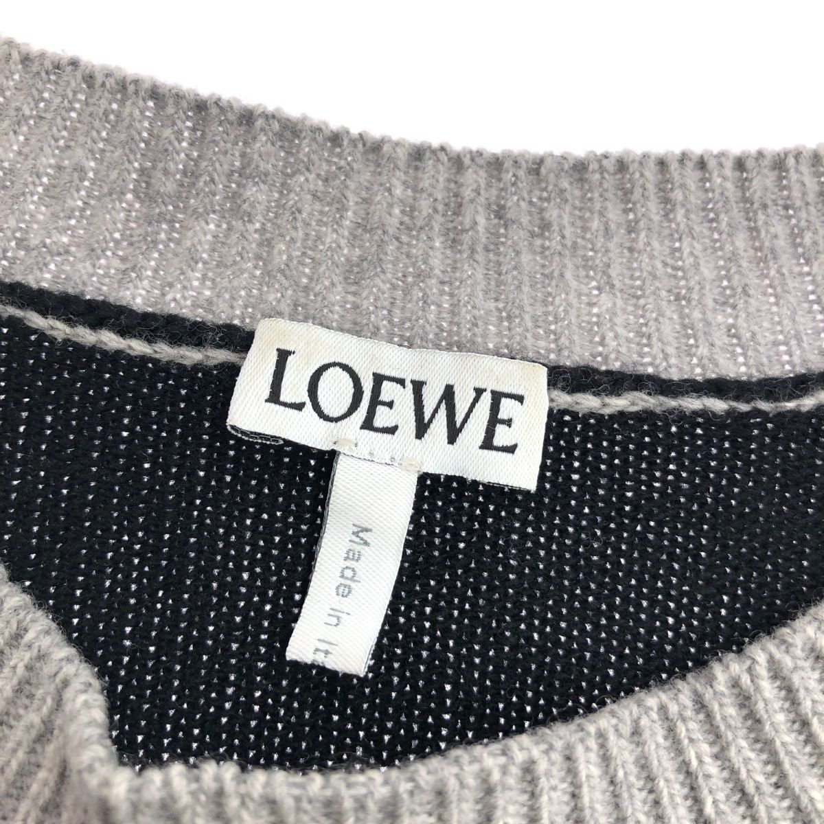 良好 LOEWE ロエベ アナグラム刺繍 切替 クルーネック ニット サイズ 