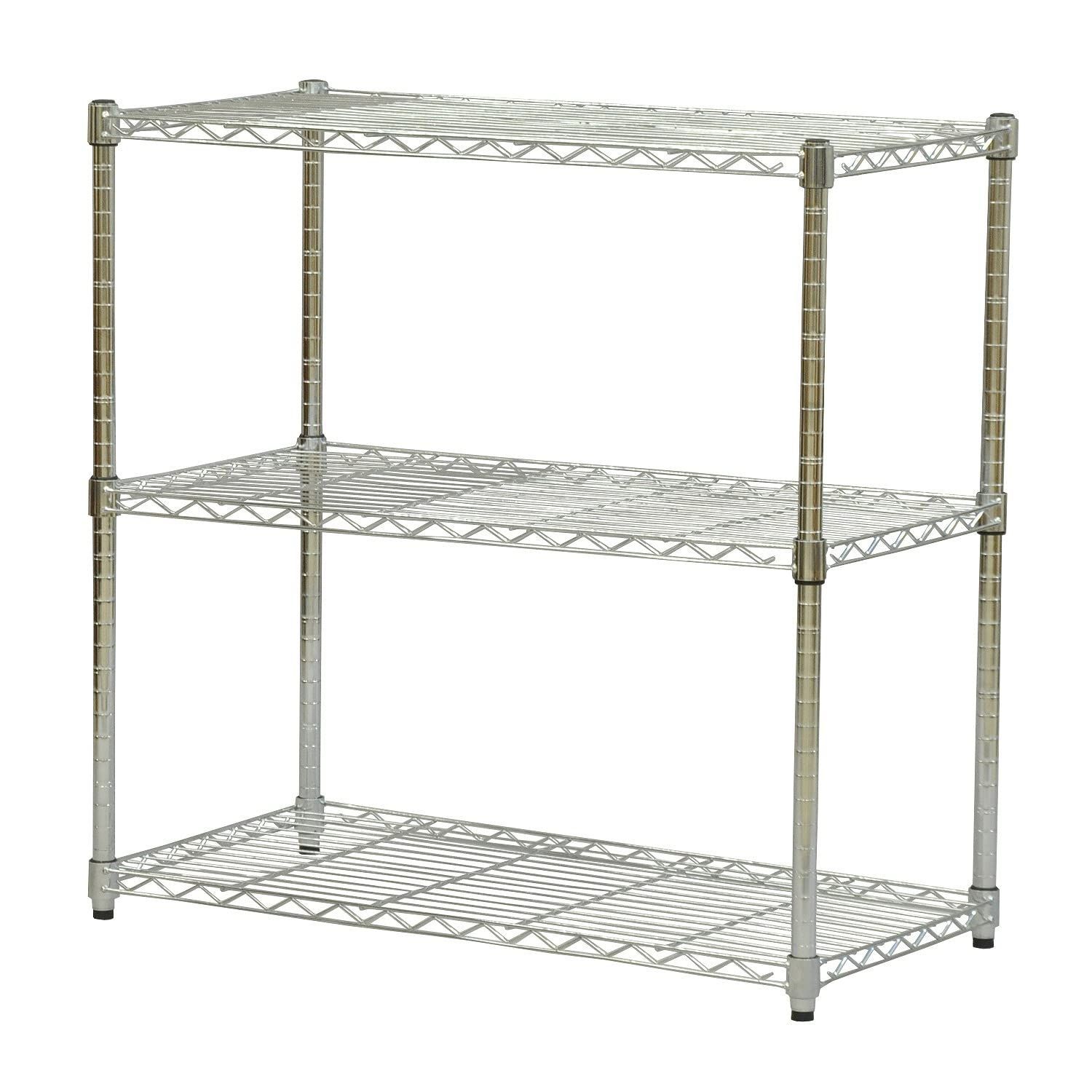 商品 メッキ 組立品 幅90×奥行45×高さ90cm YSR-9090 25φスチールラックセット3段 AIS エイアイテック AITECH