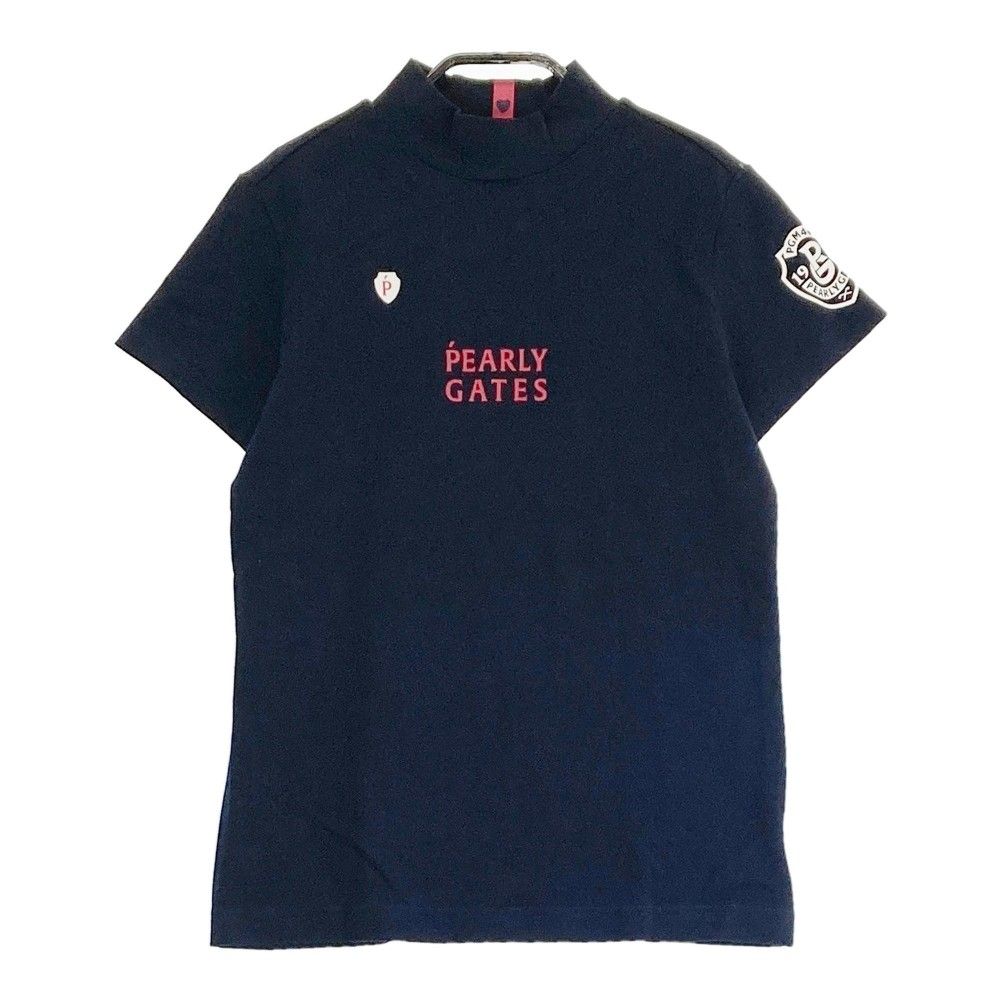 サイズ：0 PEARLY GATES パーリーゲイツ 2022年モデル ハイネック 半袖Tシャツ ネイビー系 [240101285554]# ゴルフウェア レディース ストスト