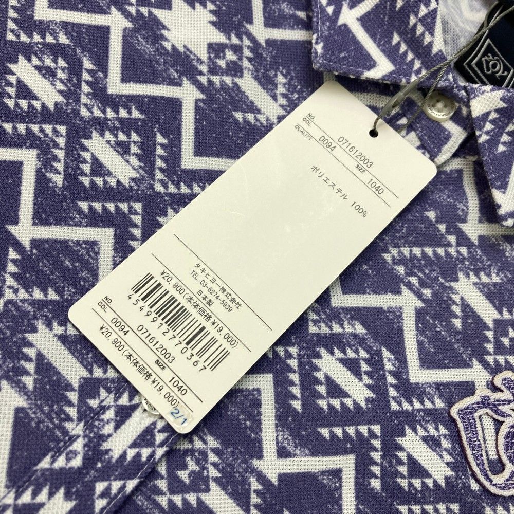 サイズ：40 ZOY ゾーイ 071612003 半袖ポロシャツ 総柄 パープル系 [240101416498] ゴルフウェア レディース ストスト ZOY ゾーイ 071612003 半袖ポロシャツ 総柄 パープル系 サイズ