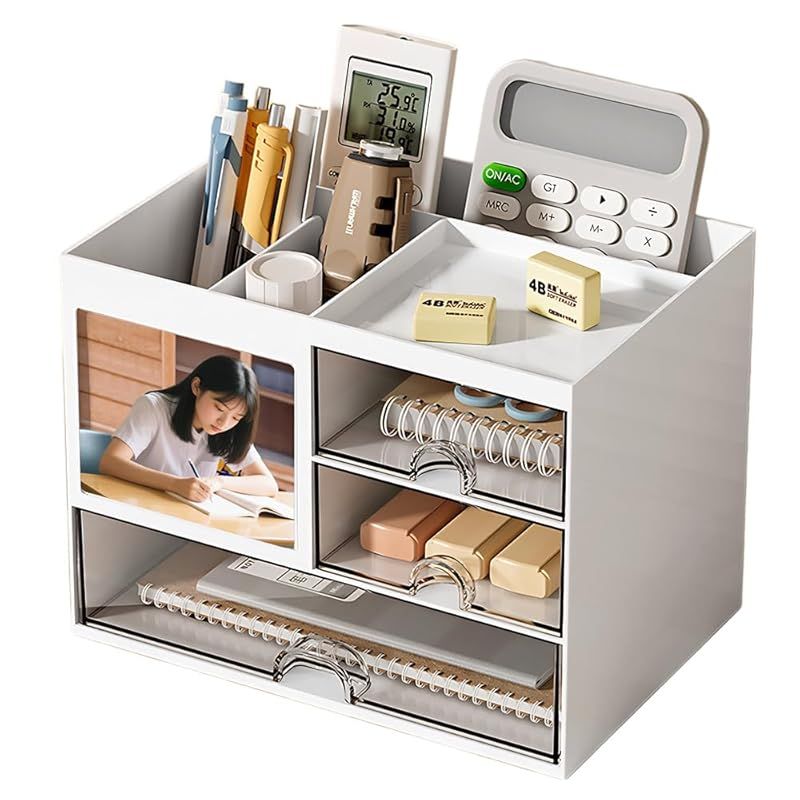 【新品】 Meewtun 卓上収納 デスクオーガナイザー 文房具 小物入れ 化粧品 収納 小物収納 引き出し 収納ケース ペン立て 大容量 おしゃれ 多機能 組立不要 卓上 デスクトップ デスク収納 0