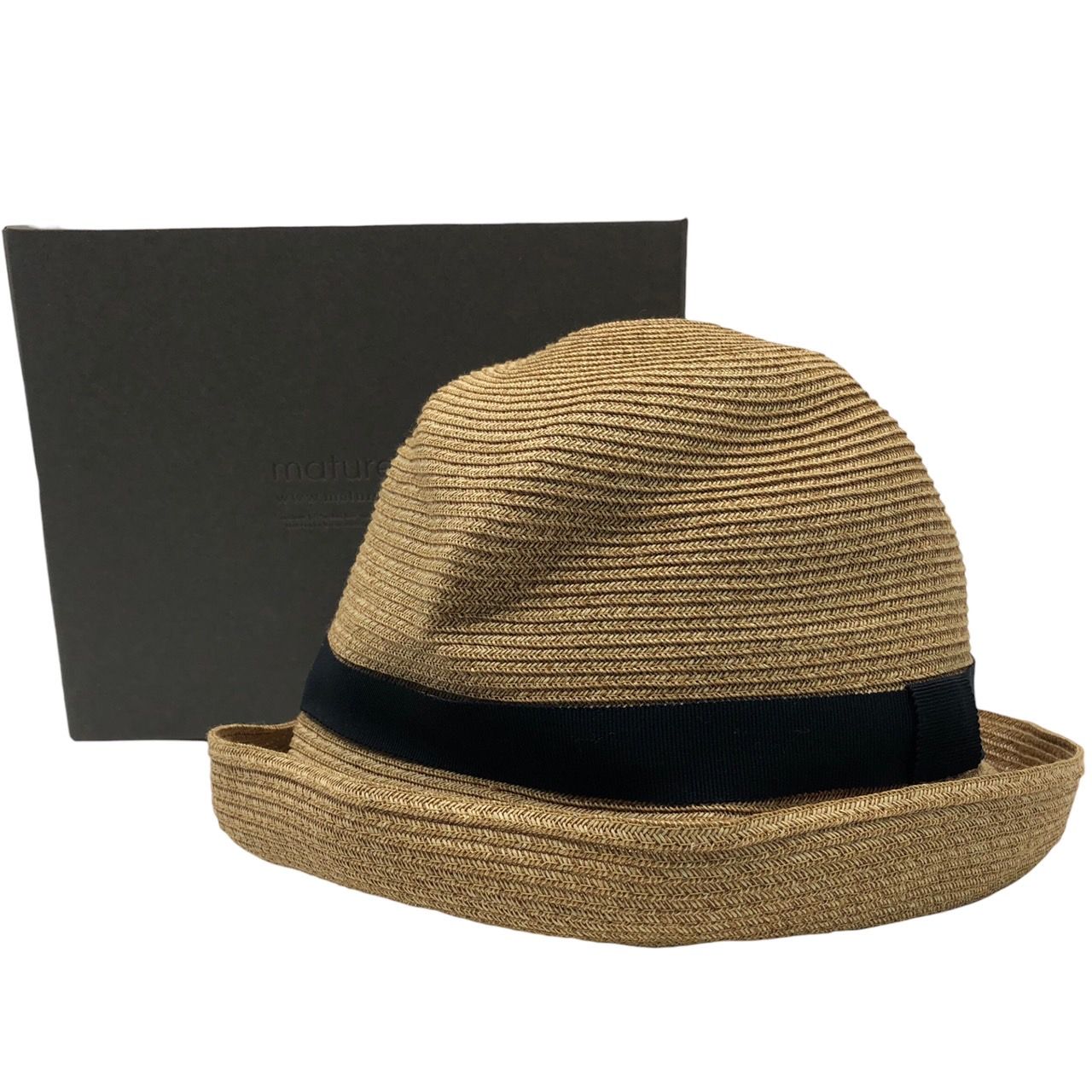 mature ha.(マチュアーハ) BOXED HAT 7cm brim grosgrain ribbon