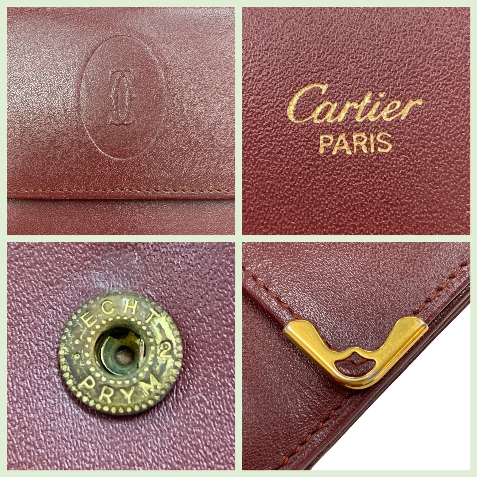 美品⭐️ Cartier カルティエ】 三つ折り長財布 ボルドーカラー 