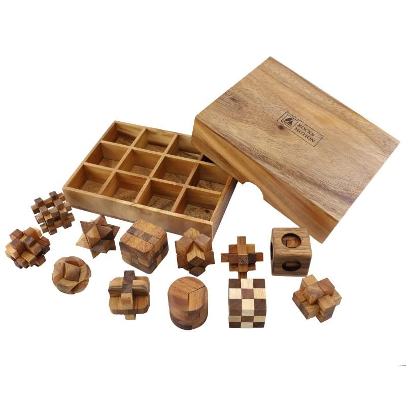 木製パズル 優しい手触り ROCKS MOTION 12個セットWood Puzzle ロックスモーション ウッドパズル12個セット 高齢者にも アイテムです