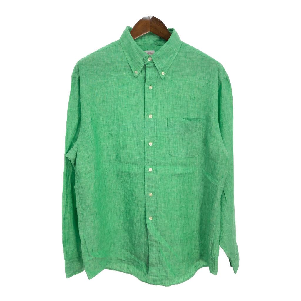 Brooks Brothers ブルックスブラザーズ ボタンダウン リネンシャツ グリーン (メンズ L) 中古 古着 R2293