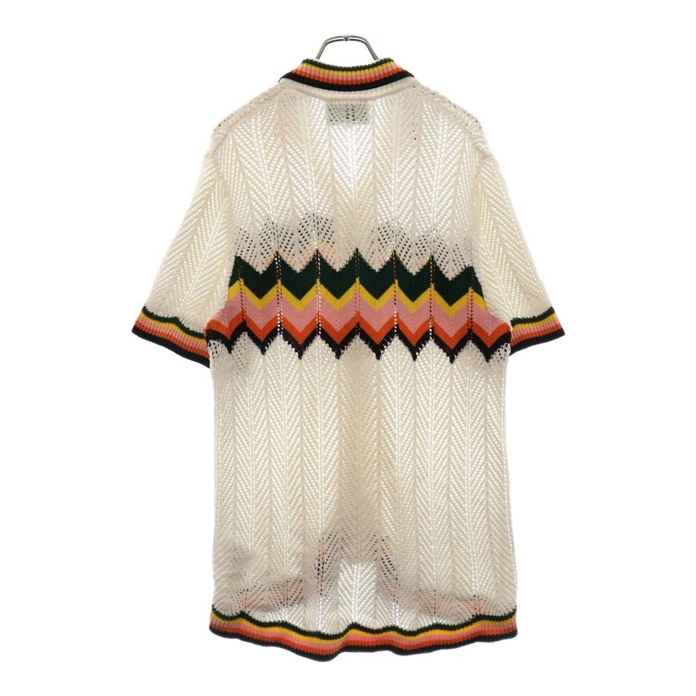 Casablanca 24ss 刺繍入り ハワイ風 長袖カーディガン Mサイズ CASABLANCA (カサブランカ) Chevron Lace Shirt MS24-KW-649-01