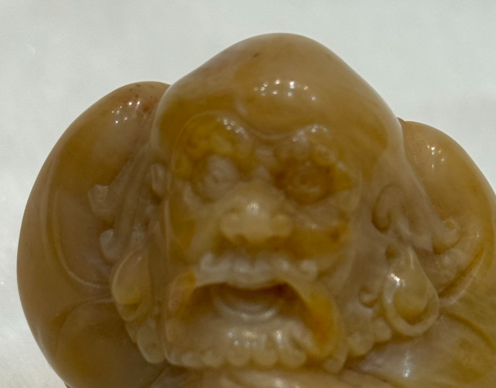 伝統工芸 寿山石 大師像 細密彫刻 置物 美品 中国伝統工芸 高さ 約4.5 