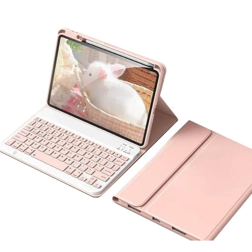 新品 iPad 10世代 キーボードケース 可愛い 配色 iPad 10 カラーキーボード マグネット 分離式 アイパッド 10 キーボード カバー 学生 レディース 女性 ビジネス Apple Pencil 収納薄いピンク