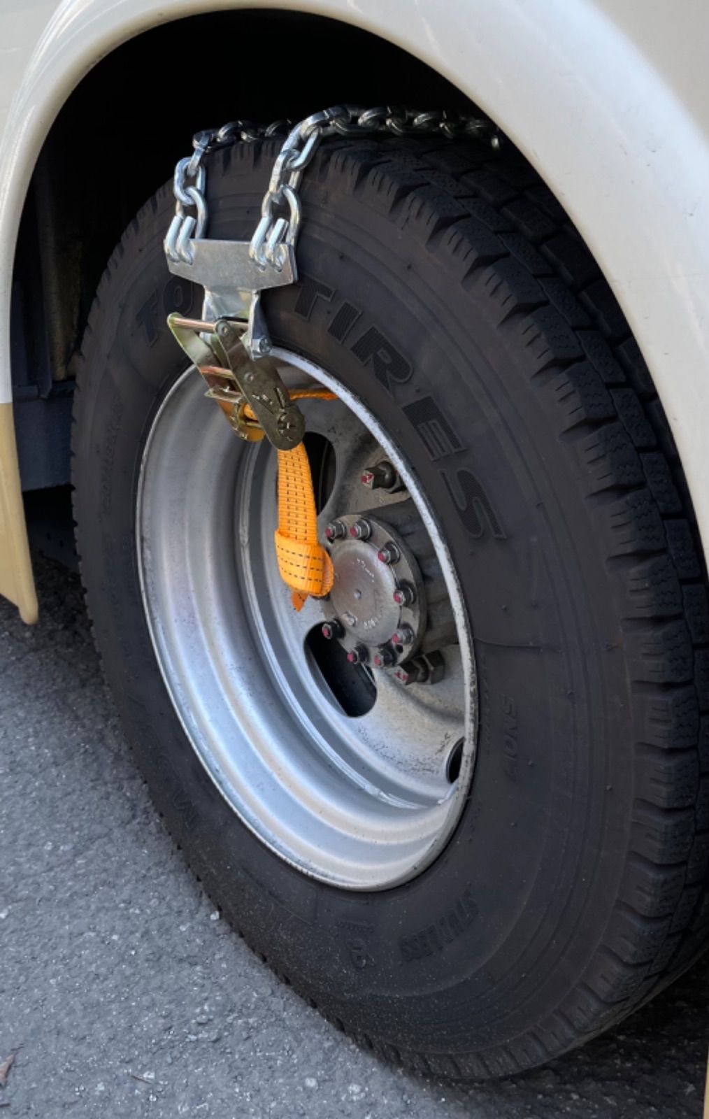 緊急脱出チェーン ラチェットベルト式