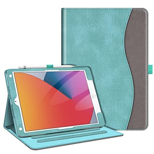 ターコイズ Fintie iPad 10.2 ケース iPad 第 9 / 8 / 7世代 ケース 2021 2020 2019 保護カバー ２つ折スタンド マルチ視角 オートスリープ機能付き 傷つけ防止 PU iPad 10.2インチ(2021/2020/2