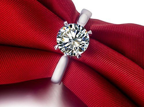 女性の指輪 6.5mm 1CT 婚約指輪 3MNSCD スターリングシルバー 4つの爪 単一の宝石 記念日 SIROKUMA-CORPORATION_COM