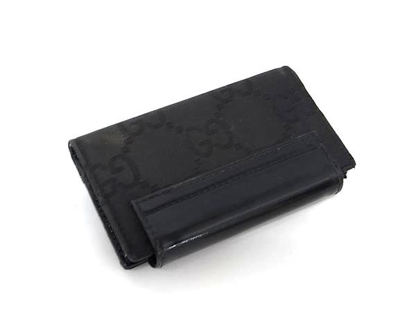 GUCCI グッチ レザー×ナイロン GG柄 キーケース 鍵入れ レディース