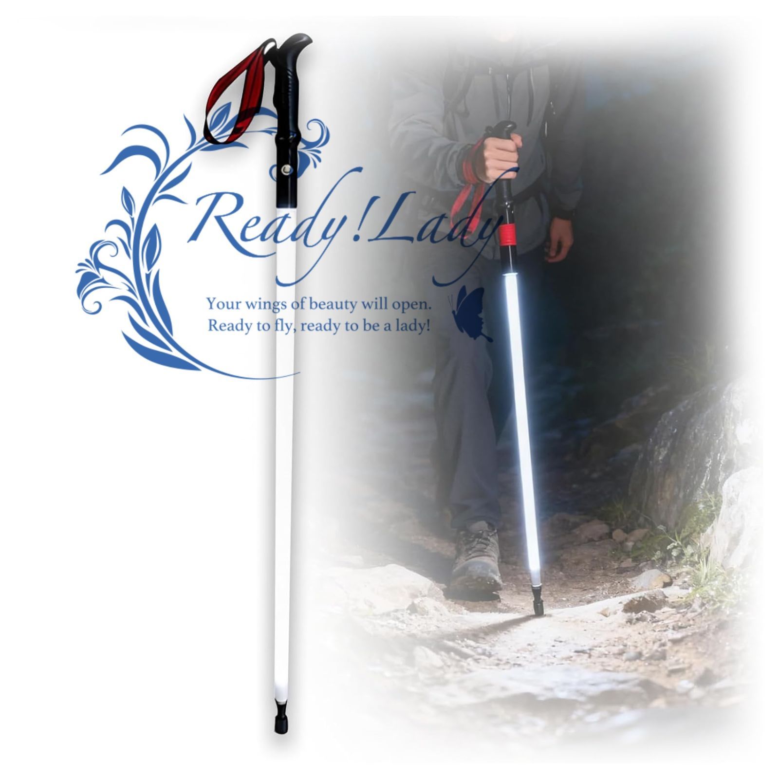 トレッキングポール 照明付き 軽量 登山ストック 8時間連続使用 USB充電 照明つき杖 登山杖 夜間用 写真の補助光 滑り止め コンパクト 男女ステッキ 用スティック 遠足 徒歩 ハイキング ハイキングポール