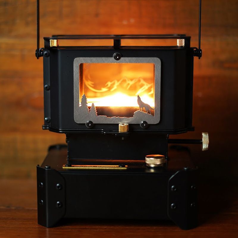 FIREWAVE ブラック カスタム柄プレート付 アイロンストーブ キャンプストーブ 灯油 パラフィンオイル キャンプ用品