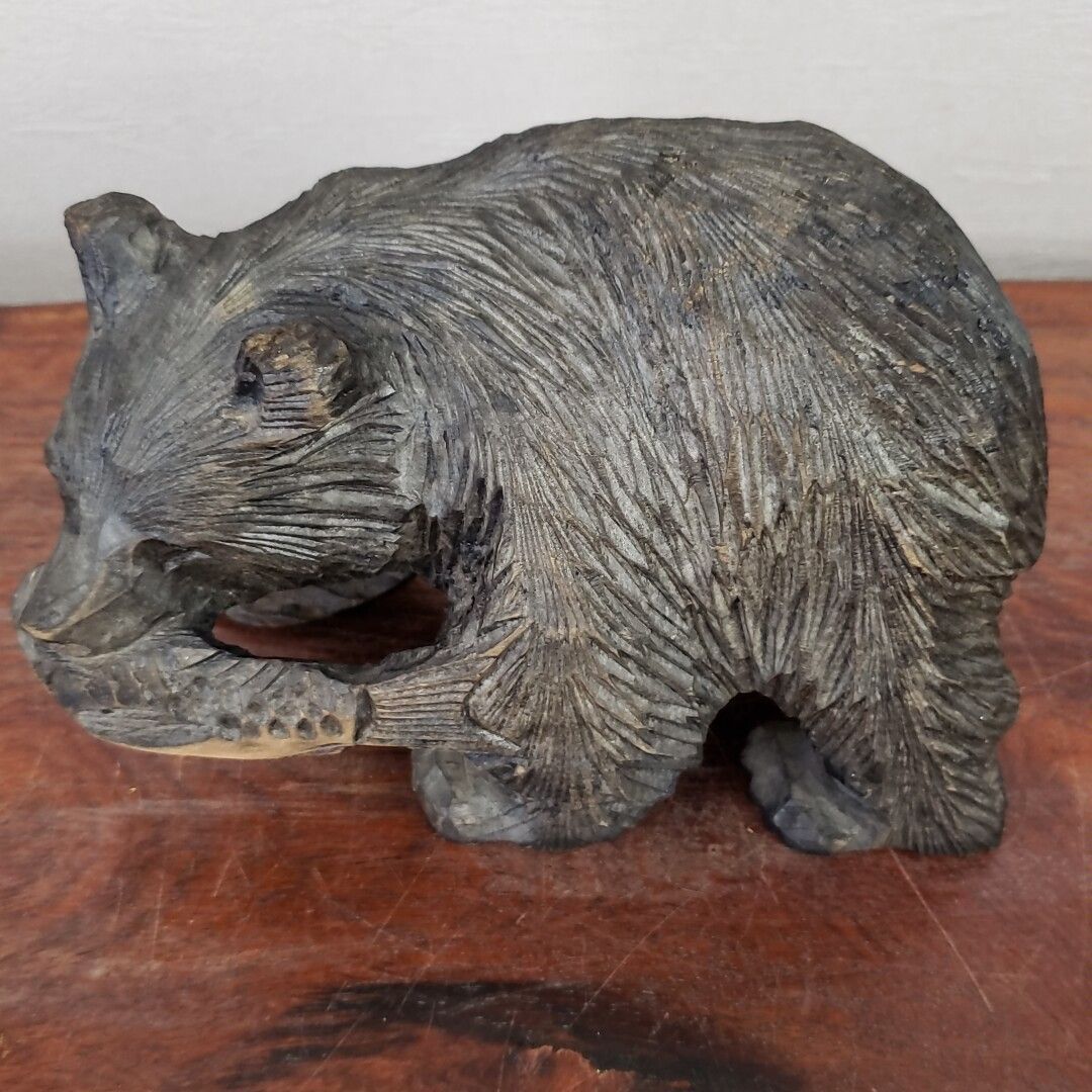 銘なし 木彫り 熊 ミニサイズ 重さ466g 北海道工芸品 旭川 民芸品 