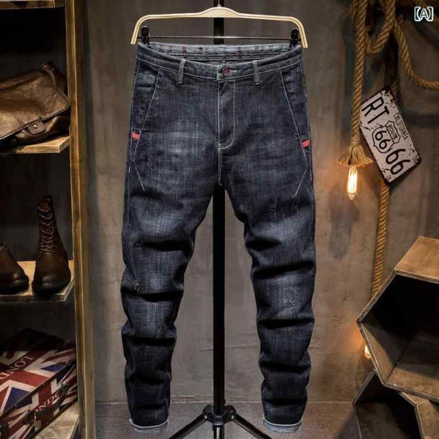 種類7：31/G：ブルー秋冬トモ メンズ 男性用 ファッション オシャレ シンプル 大人 かっこいい ストリート ヒップホップ HipHop レトロ ジーンズ スリム 韓国スタイル ハーレム パンツ