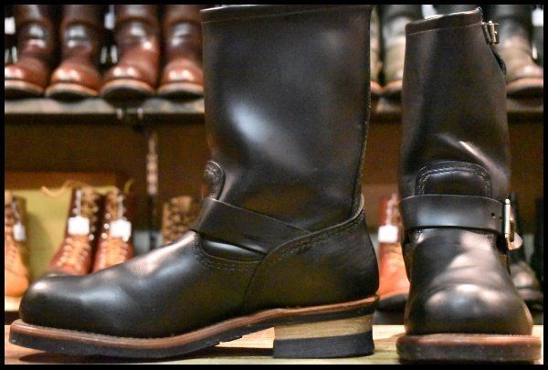 8.5D 08年 レッドウィング 2268 エンジニア 黒 ブラッククローム スチールトゥ プルオン ブーツ redwing HOPESMORE FI423