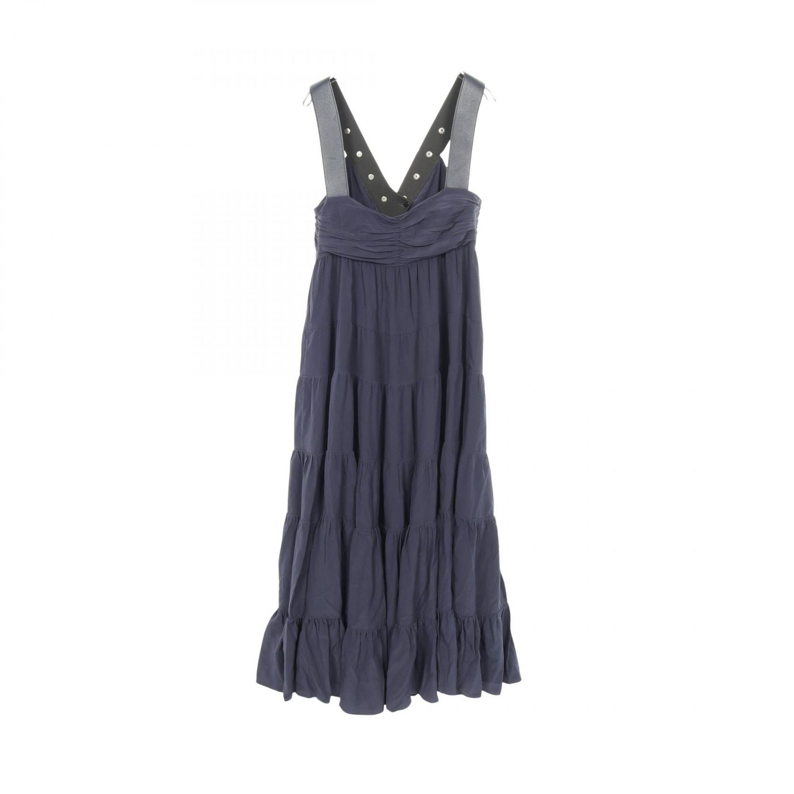 ルイ ヴィトン LOUIS VUITTON ワンピース RW233W AKM FPDX10 ネイビー シルク レザー ワンピース レディース Used A