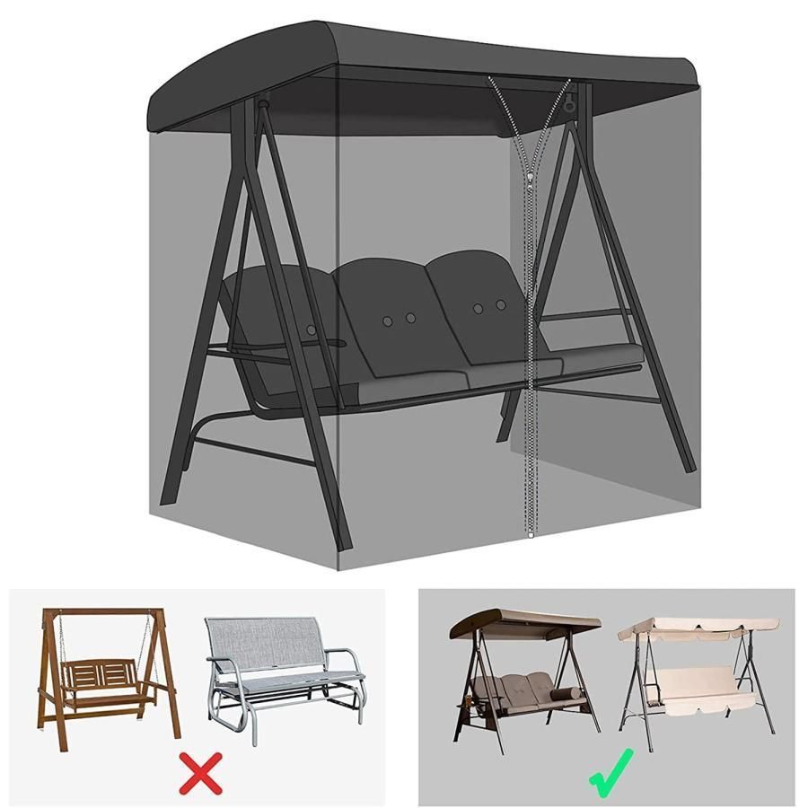 スイング蚊帳 スイングシート蚊帳 屋外 モスキートネット 虫除け対策 ジッパー開口部 防虫ネット パティオメッシュ蚊帳 超軽量 高密度 スイングチェア蚊帳カバ