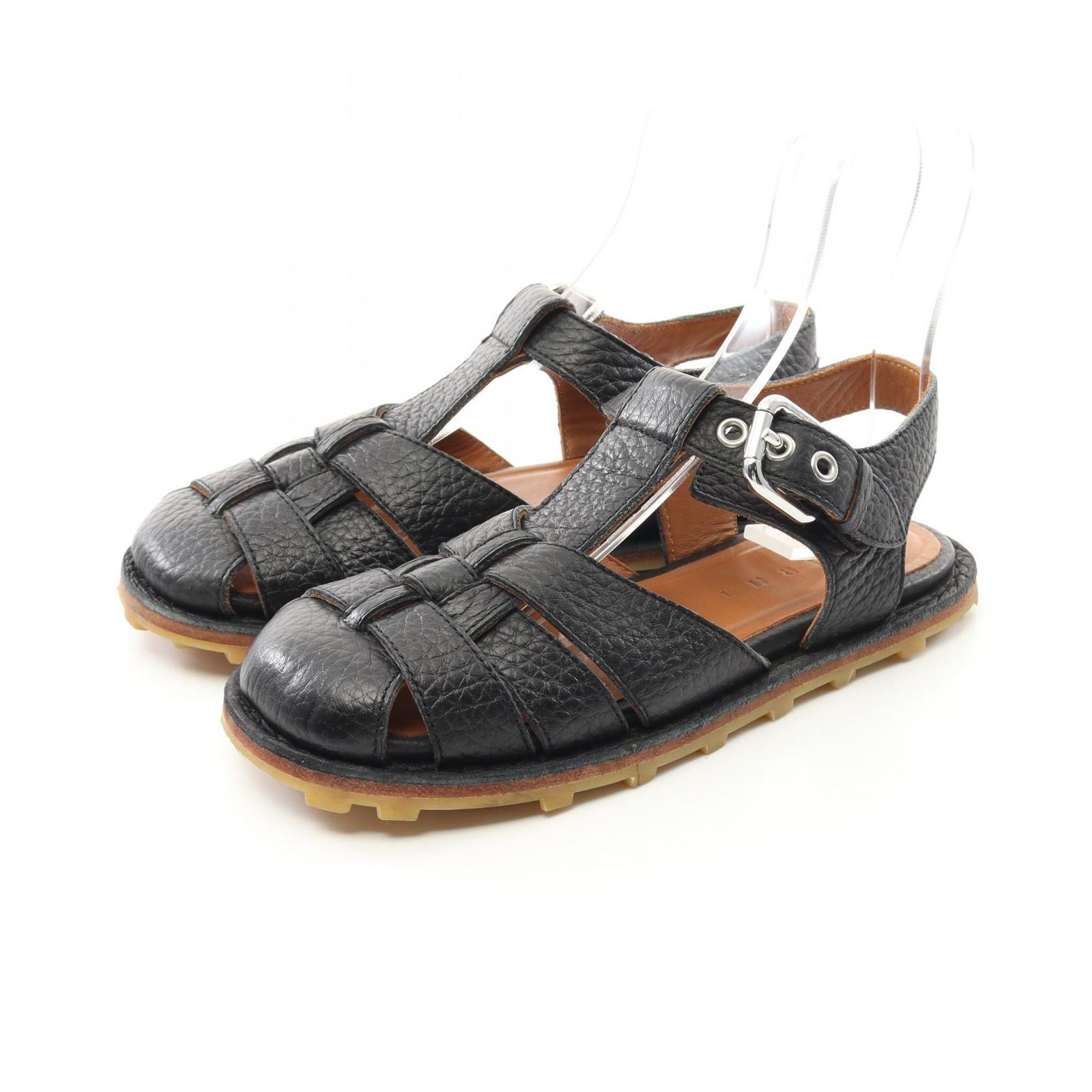 マルニ MARNI サンダル フィッシャーマンズ ブラック レザー サンダル 