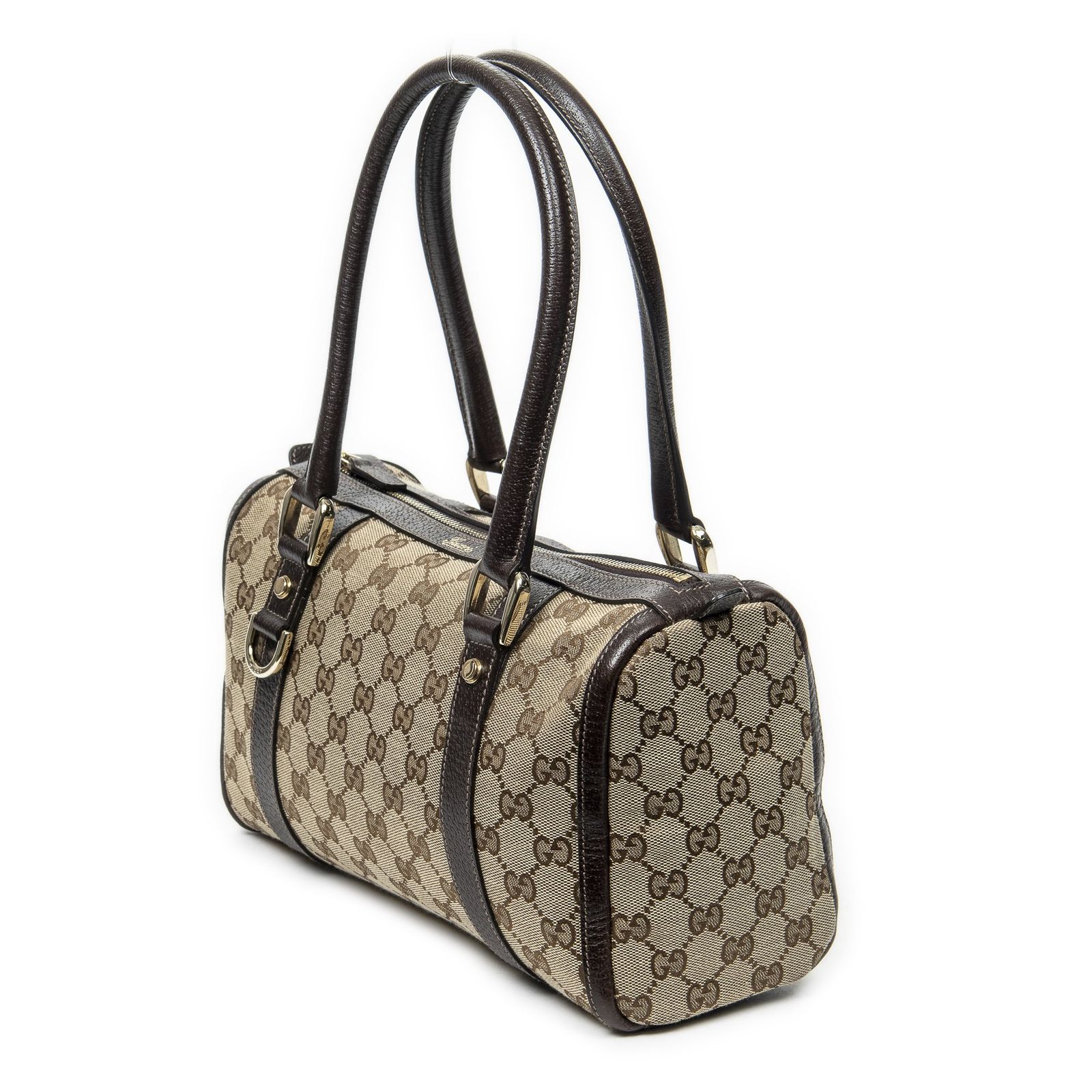 グッチアビーボストンベージュ ブラウンGGキャンバスA