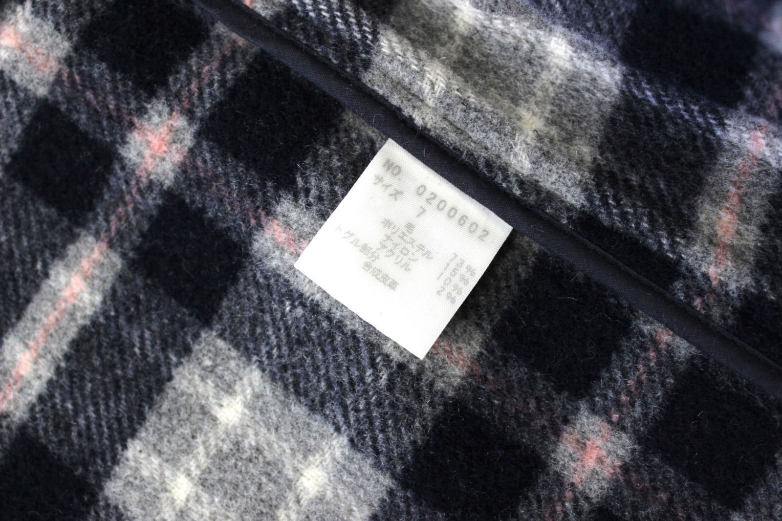 68【美品】イーストボーイ ダッフルコート 7 ネイビー 紺 S 裏チェック
