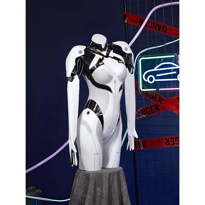 在庫 Miccostumes レディース 大人 アニメ ゲーム 戦闘服風 コスチューム コスプレ コス かっこいい かわいい ボディスーツ レオタード 衣装セット 仮装 変身 変装 ホワイト XL 0