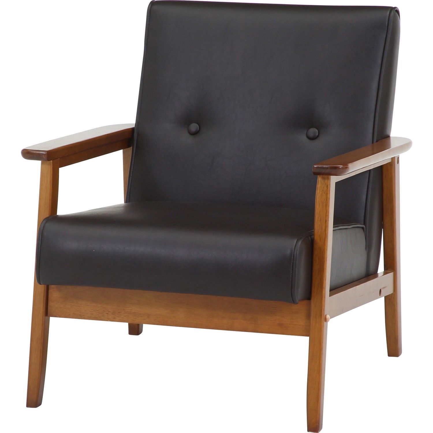 ウッドフレーム レザー調ソファ