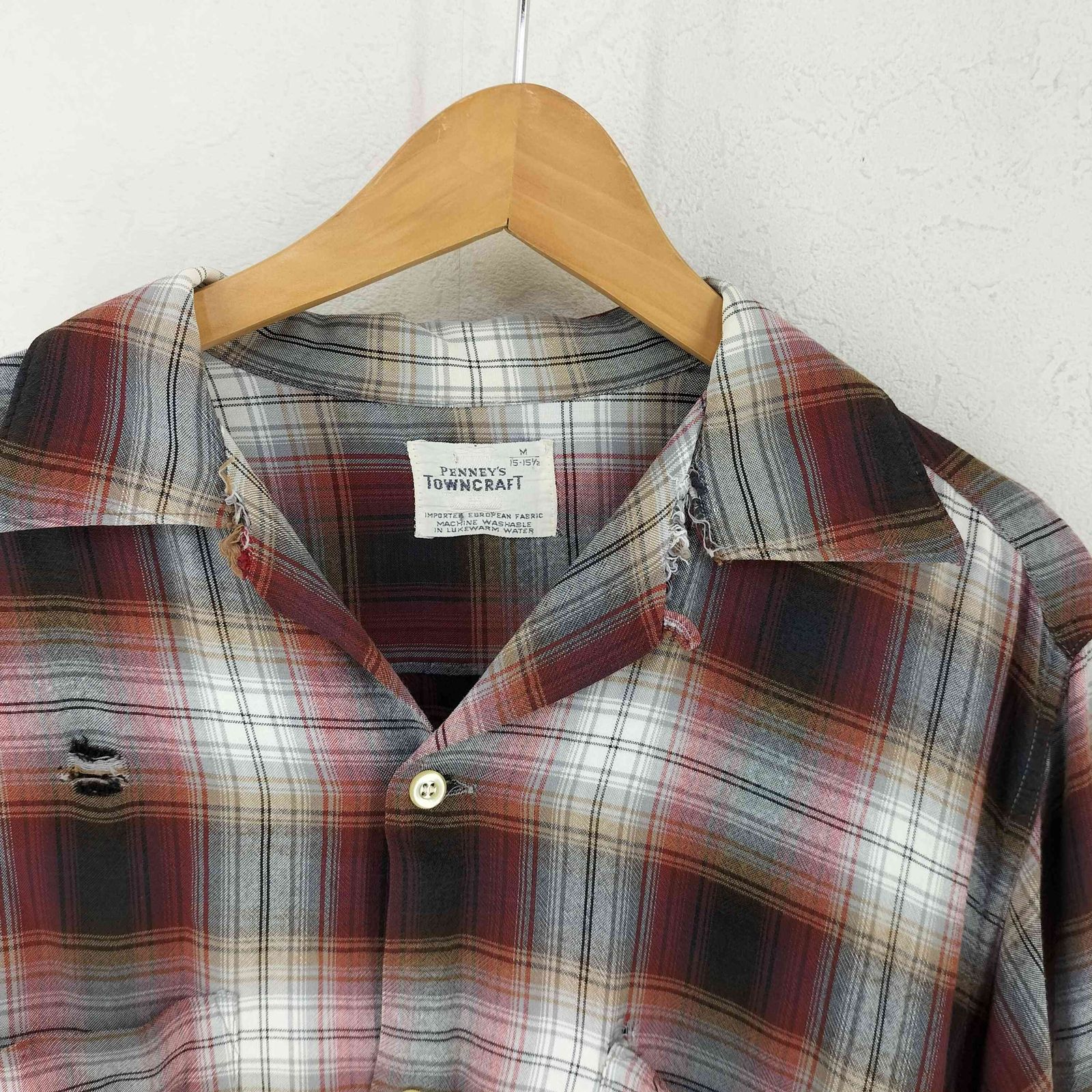 60s towncraft penny's オンブレチェック　レーヨンシャツ 60s Penneys TOWNCRAFT オンブレチェック レーヨンシャツ M