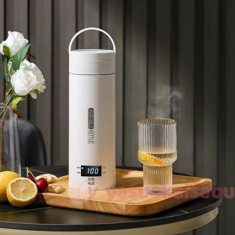 ポータブル電気ケトル 電気水筒 4段階温度設定 携帯性 電気ポット 500ml 小型 軽量 ミニ 魔法瓶ポット 漏れ防止 空だき防止機能保温機能 自動電源OFF