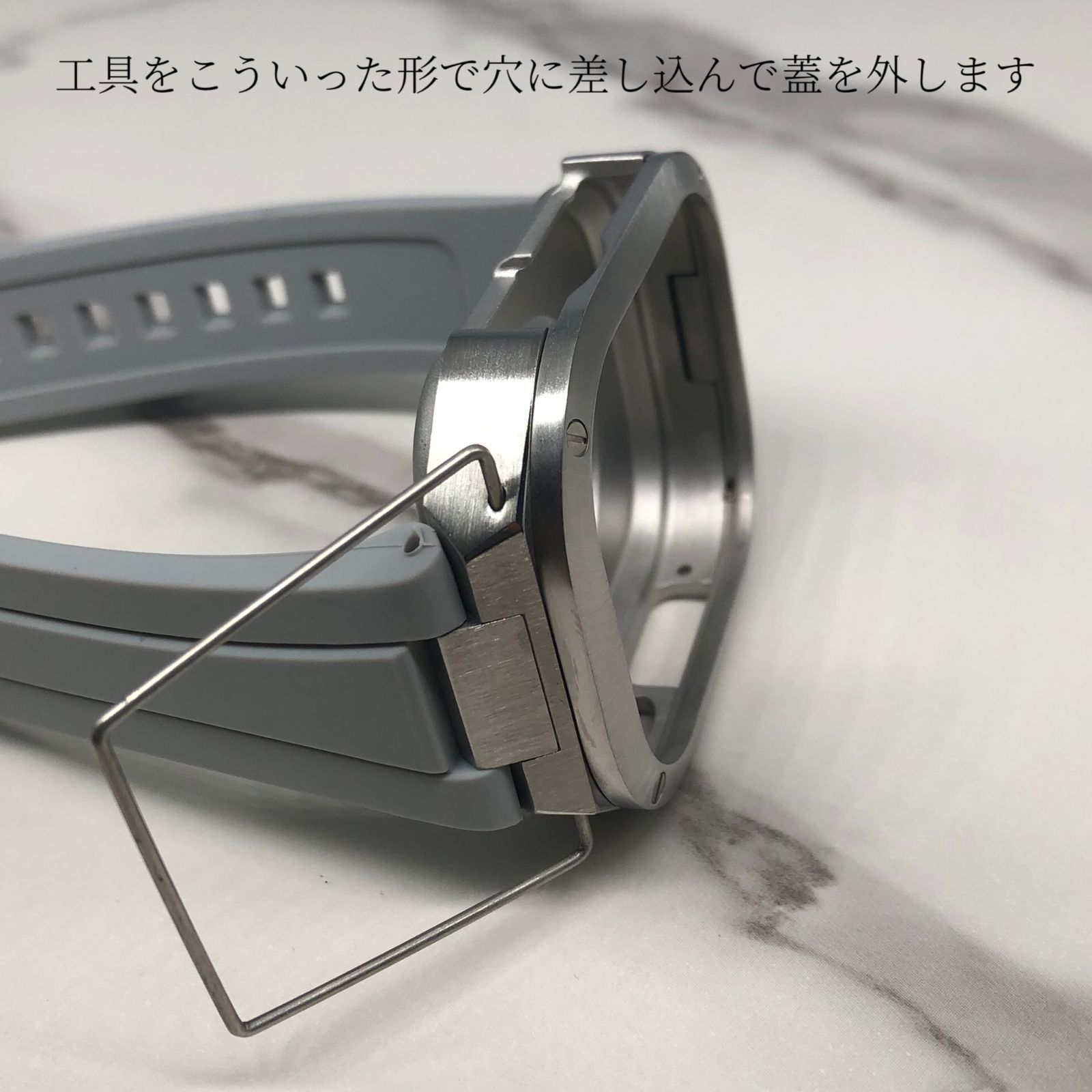 GimelZayin　ホワイト★アップルウォッチ ラバーベルト カバー　ステンレス ケース 49mm ウルトラ　ultra ultra2 スポーツ メンズ レディース Apple Watch バンド