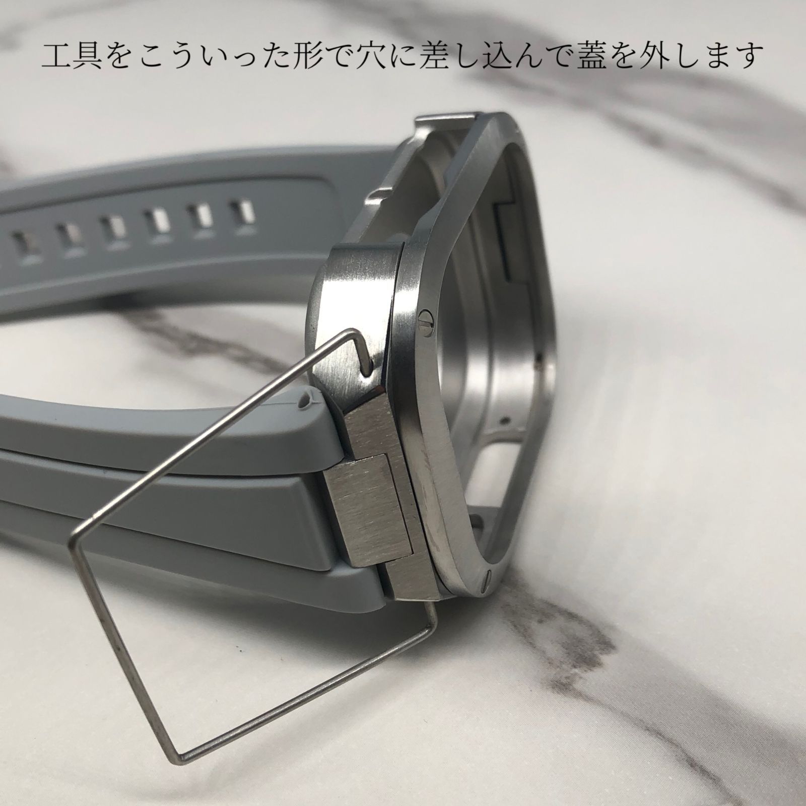 49mm★Apple Watchバンド ラバーベルト カバー ステンレス SY