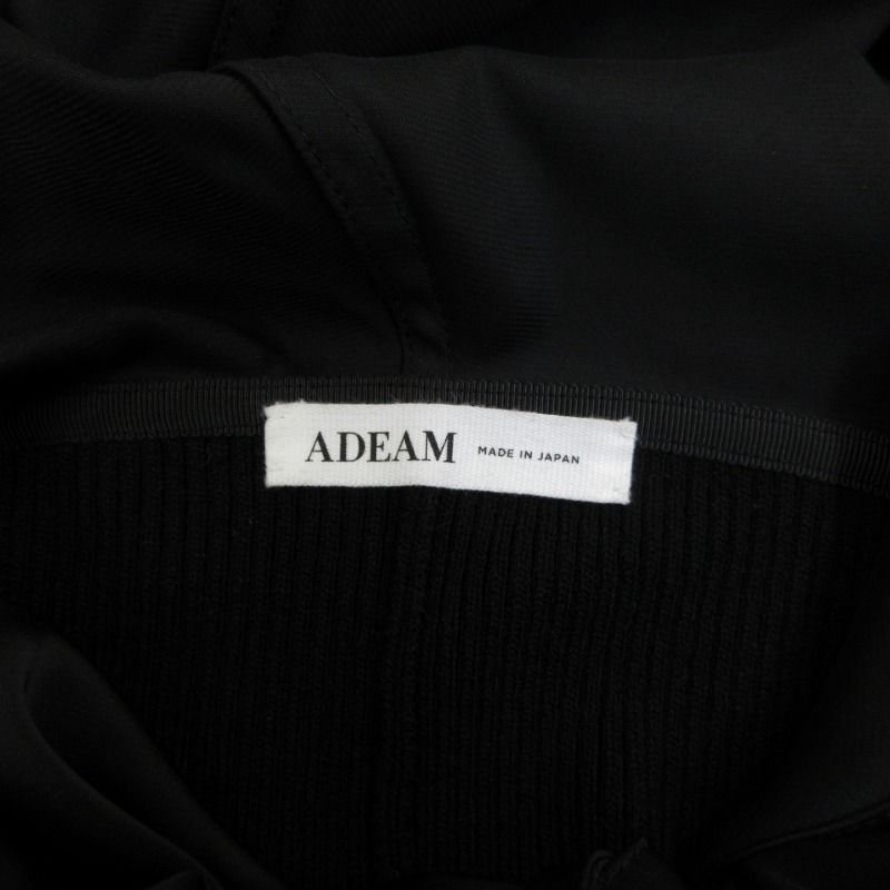 アディアム ADEAM フォクシー 美品 近年 ニットパーカー プルオーバー リブ編み ナイロン切り替え 長袖 黒 ブラック S アディアム ADEAM フォクシー 美品 近年 ニットパーカー プル