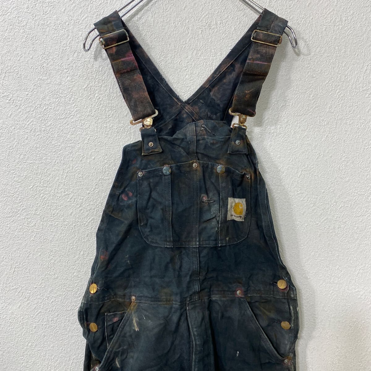 Carhartt 中綿 ダック ダブルニー オーバーオール W42 ブラウン