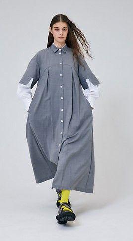 定価5.3万 2023AW エンフォルド ENFOLD WIDE-BOX-PLEATS DRESS