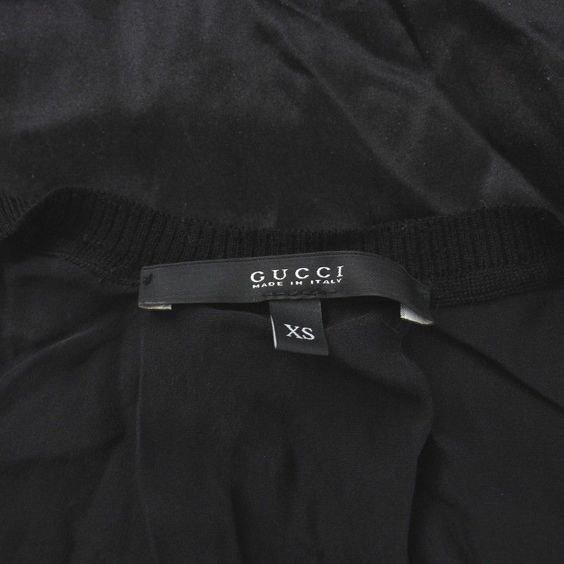 グッチ GUCCI ニット カットソー 七分袖 クルーネック 切替 ウール 絹  