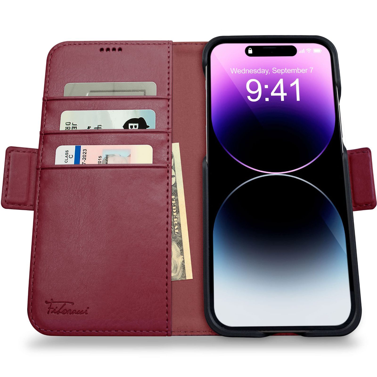 数量 財布型ケース Apple フィボナッチ Fibonacci 2イン1 iPhone 14 Plus用 - ヴィーガンレザー製 マグネット着脱式 Dreem 耐衝撃 携帯電話ケース RFIDカード保護機能 2通りに使えるフリップスタンド付き -