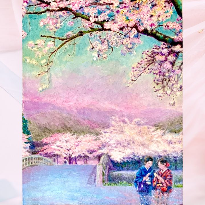 40cm ~ - | 抽象画 桜舞う水辺の散歩道｜油彩画 原画 青 モダン インテリア 風景画作品&frasl;花の風景「夜桜」油彩画&frasl;SM&frasl;額付き xxcm・タテ xxcmの絵画作品検索結果 絵画販売 木村由記夫 信州風景画・山岳風景画（山と桜の絵）足立一夫「八ヶ岳の春」油彩