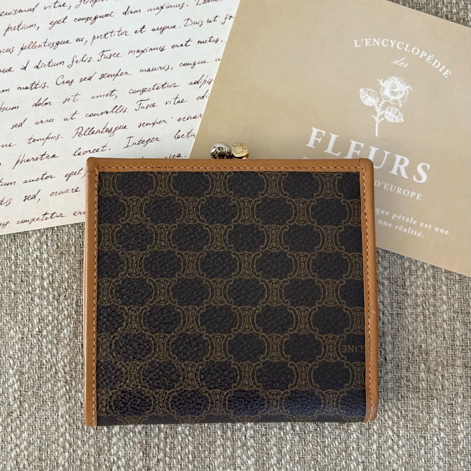 Celine セリーヌ マカダム キーケース ベージュ キャンバス⁄レザー 6連