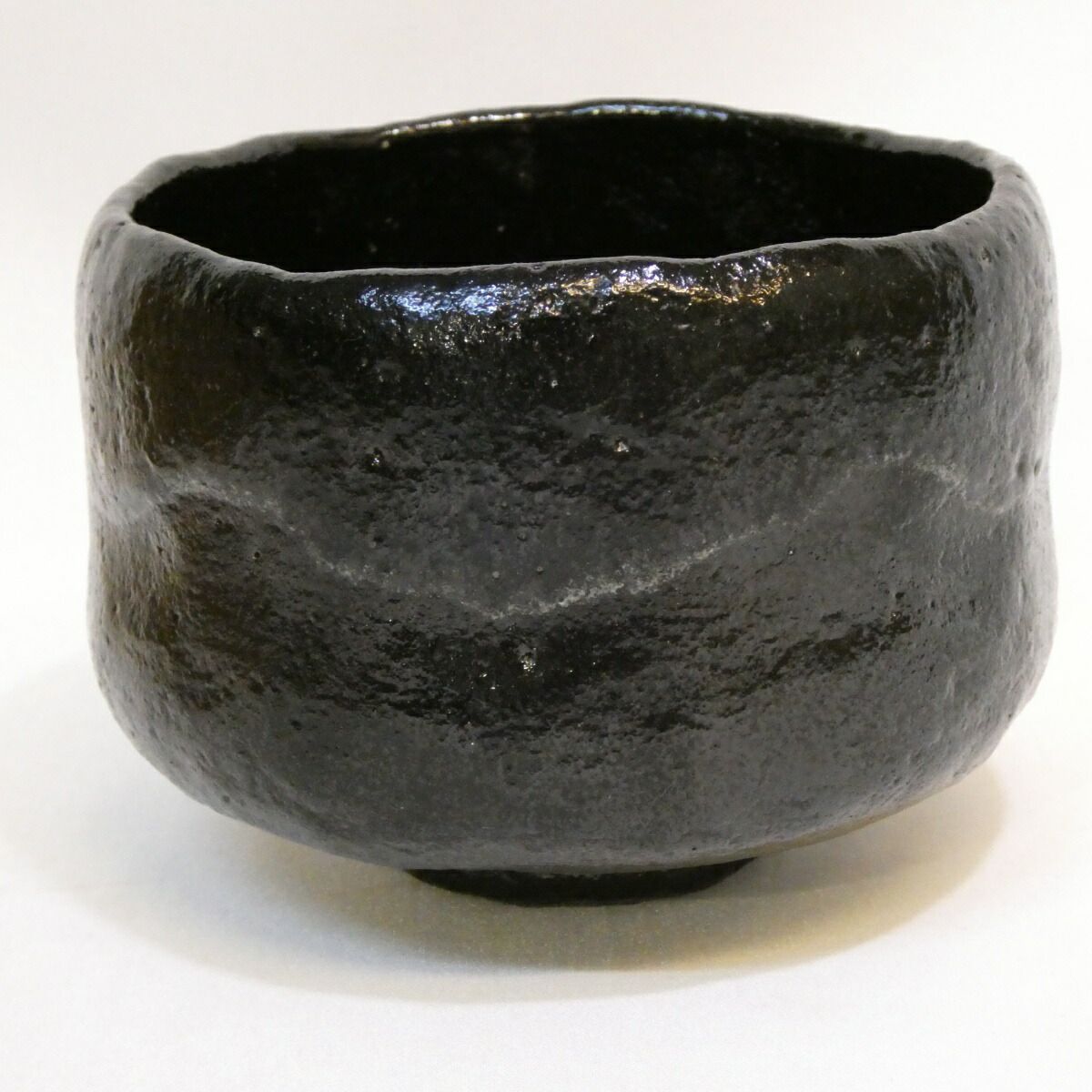 四月の特売品】京都窯元 村田陶隠作 白幕釉 黒楽茶碗 茶道具【 美品