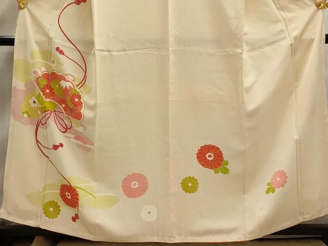 平和屋着物□訪問着 駒刺繍 扇面草花文 正絹 逸品 未使用 AAAZ0911ru