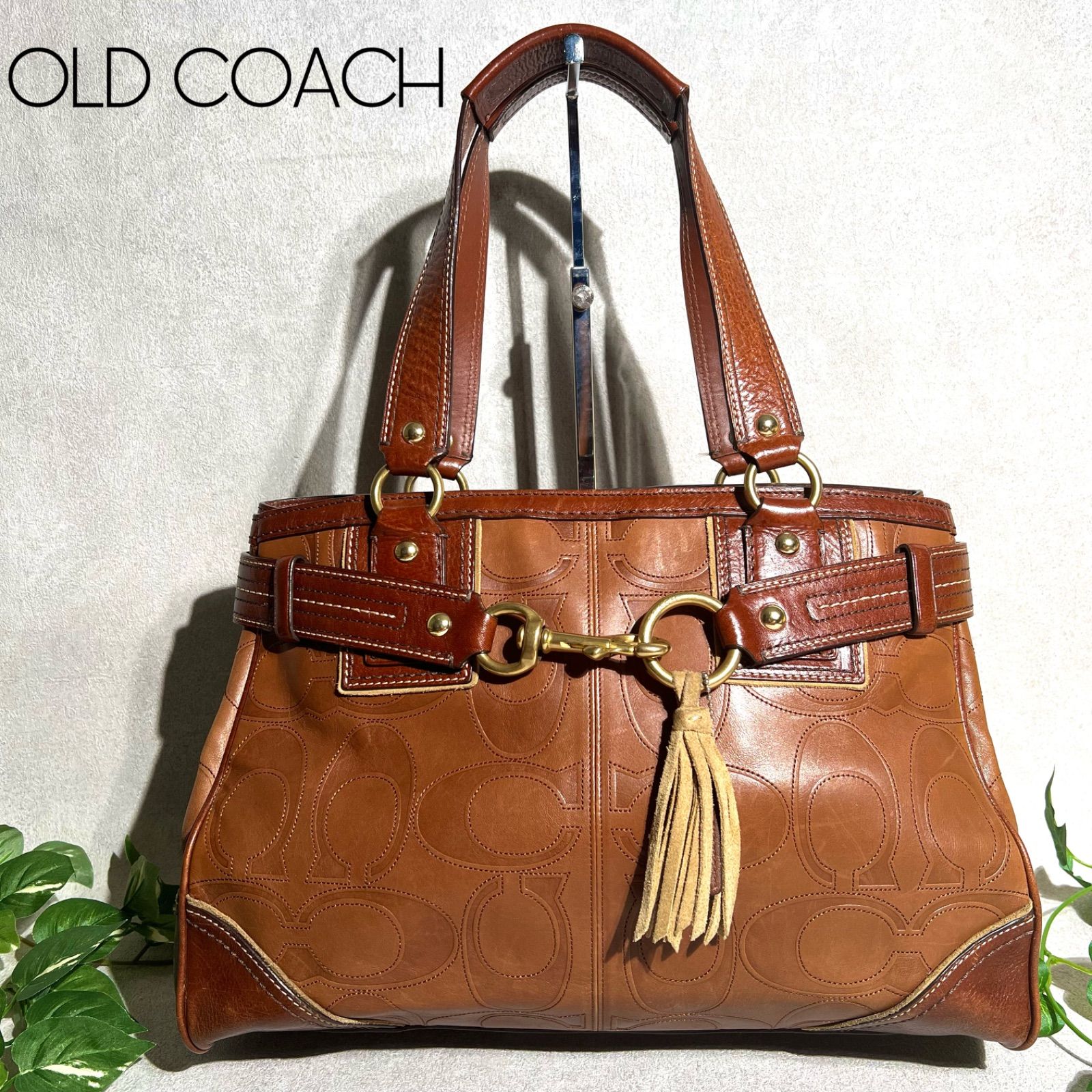 希少】OLD COACH オールドコーチ レザー 金具 ハンドバッグ10227