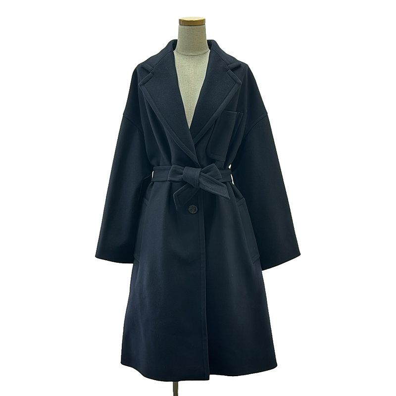 美品】ドリスヴァンノッテン ベルト付 ロング コート38 ネイビー