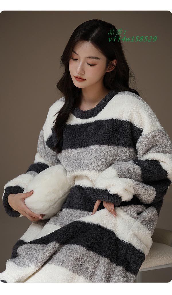 ルームウェア レディース ワンピース 可愛い 寝巻き 寝間着 フード もこもこ 長袖 パジャマ 気持ちいい 暖かい ゆったり vii4w158529