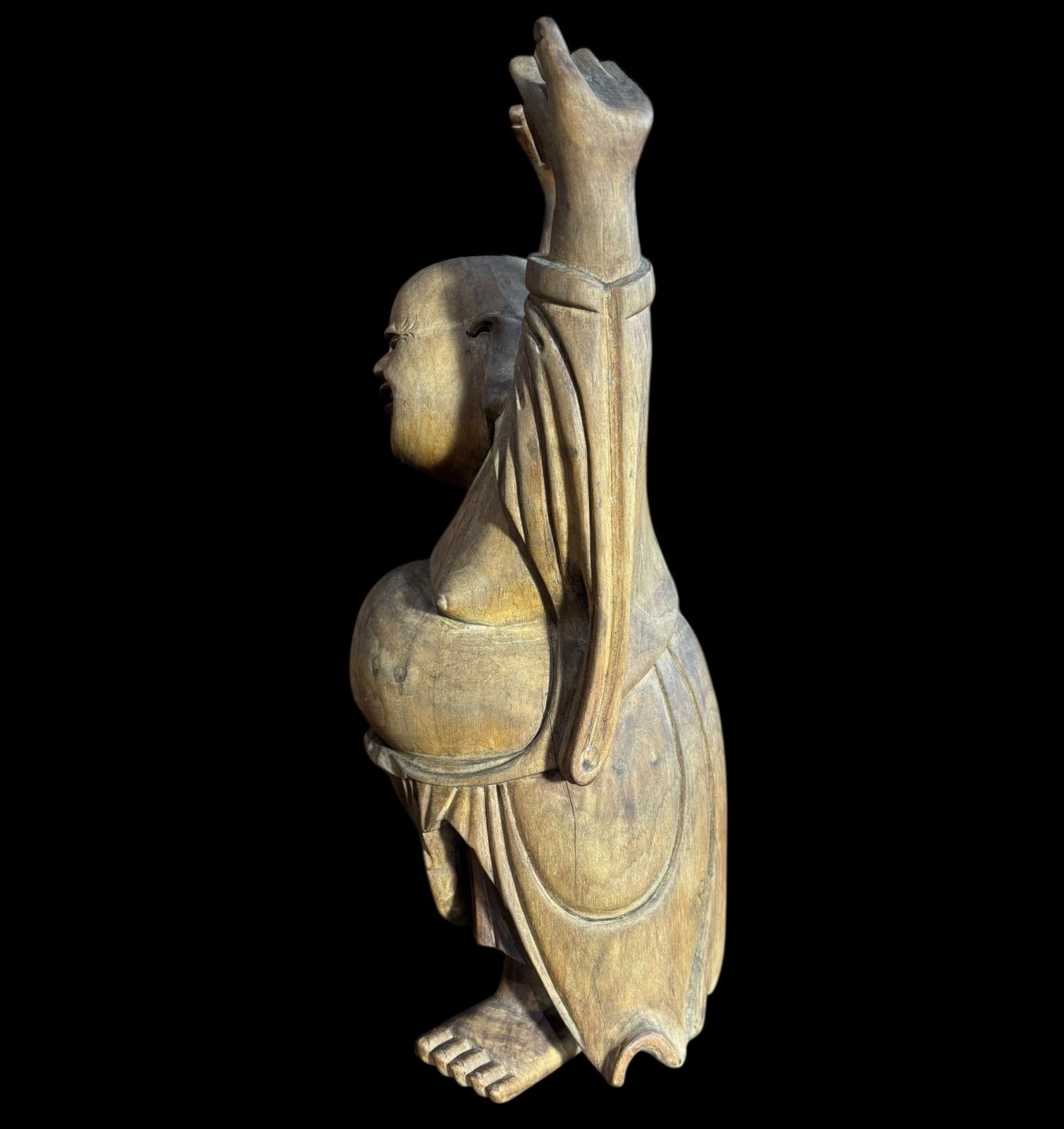 木彫り 布袋尊 七福神 木製 布袋様 商売繁盛 開運 縁起物 彫刻