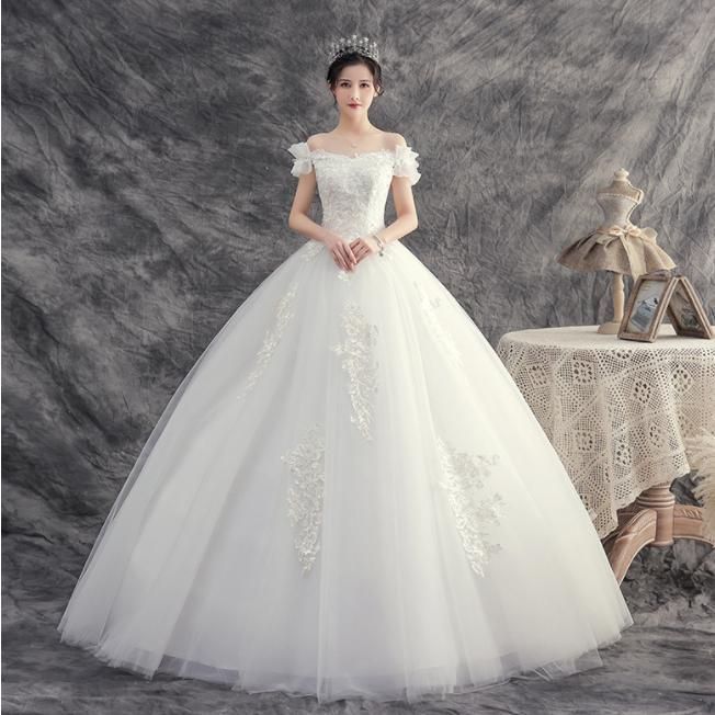ウェディングドレス ウエディングドレス オフショルダー 二次会 結婚式 前撮り ブライダル ロングドレス 花嫁 プリンセスドレ 売れ筋商品 ZZ520