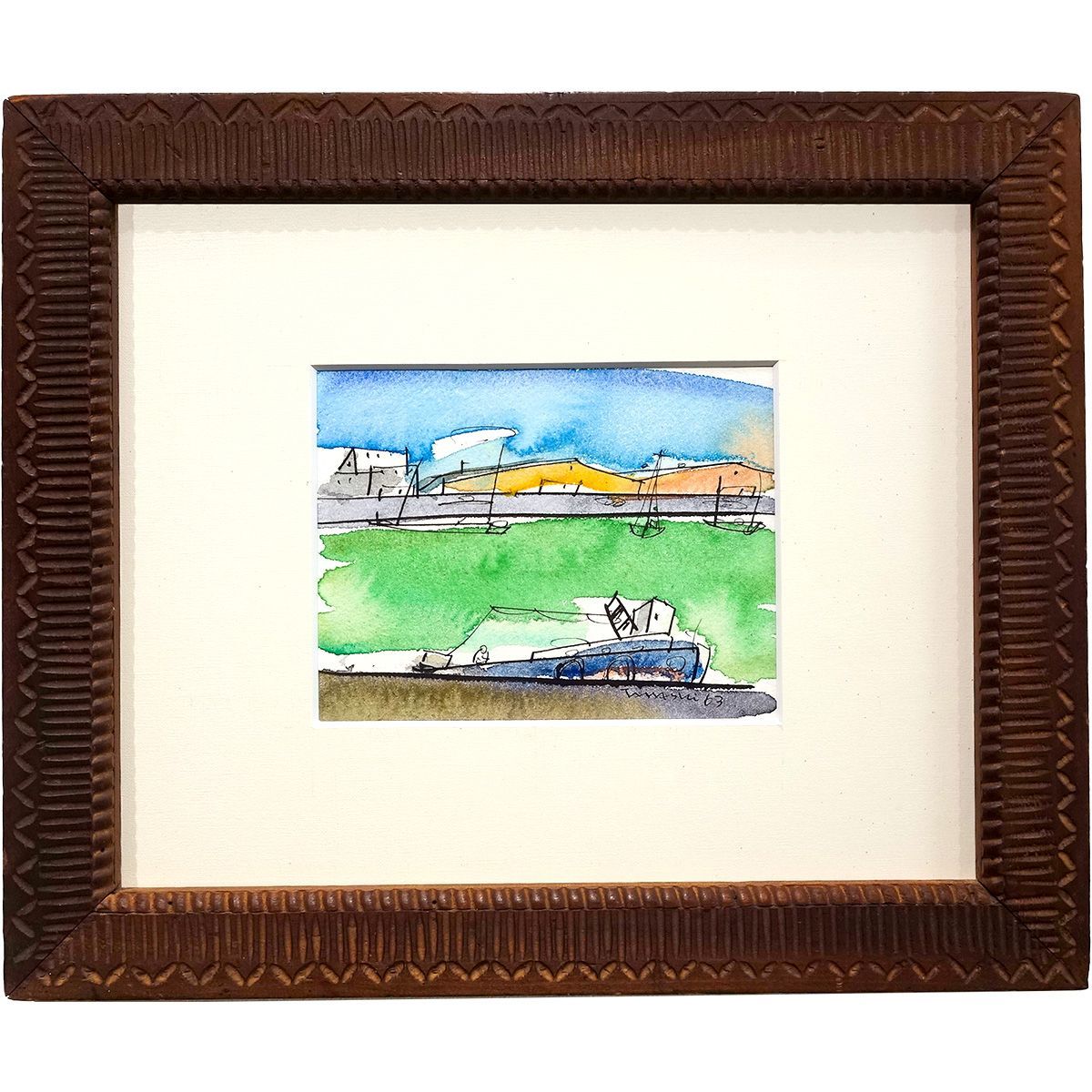 真作•水彩画で独特な表現2作品での出品 緑映のほとりで🍀 新緑が目に眩しい季節ですね🍀 大好きな季節です